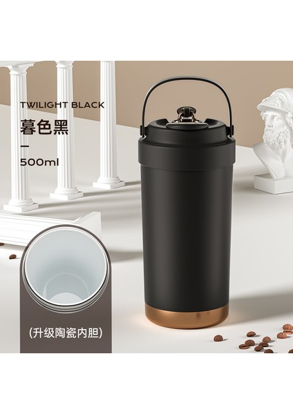 Seramik Astarlı Çift Içimli Yalıtımlı Fincan Erkekler ve Kadınlar Için Aynı Yüksek Değerli Taşınabilir Amerikan Tarzı Kahve Fincanı 316 Kulplu Pipetli Fincan (Yurt Dışından)