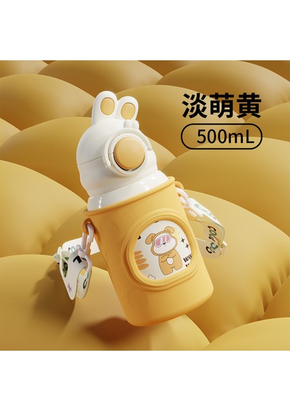 Akıllı Sıcaklık Ölçümü 316 Paslanmaz Çelik Çift Katmanlı Çocuk Yalıtım Kabı Karikatür Silikon Yalıtım Potu Öğrenciler Saman Su Dakları (Yurt Dışından)