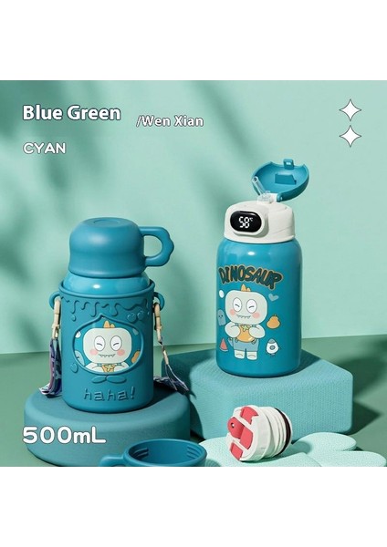 Akıllı Sıcaklık Ölçümü 316 Paslanmaz Çelik Çift Katmanlı Çocuk Yalıtım Kabı Karikatür Silikon Yalıtım Potu Öğrenciler Saman Su Dakları (Yurt Dışından)