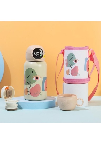 Akıllı Sıcaklık Ölçümü 316 Paslanmaz Çelik Çift Katmanlı Çocuk Yalıtım Kabı Karikatür Silikon Yalıtım Potu Öğrenciler Saman Su Dakları (Yurt Dışından)