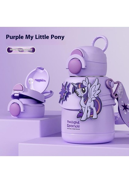Pony Paulie Çocuk Isı Yalıtım Dağı Pipetli Anaokulu Özel Su Şişesi 316 Gıda Sınıfı Bebek Su Dakları (Yurt Dışından)
