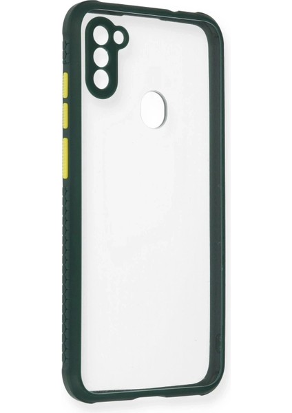 Samsung Galaxy A11 Kılıf Miami Şeffaf Silikon - Koyu Yeşil