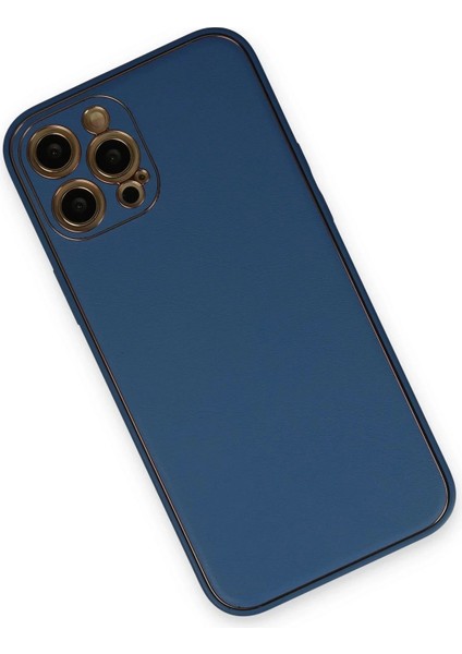 iPhone 12 Pro Kılıf Coco Deri Silikon Kapak - Açık Mavi modelleri