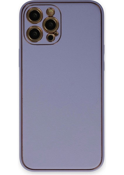 iPhone 12 Pro Kılıf Coco Deri Silikon Kapak - Açık Lila