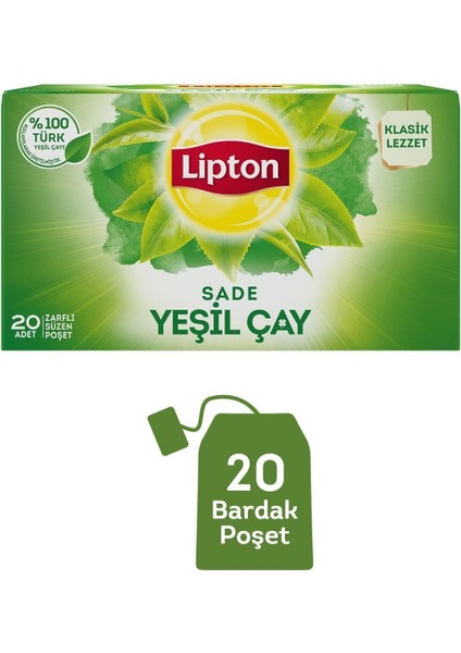 Yeşil Çay Sade Bitki Çayı 20 Adet Doğal İçerik ve Yumuşak İçimle
