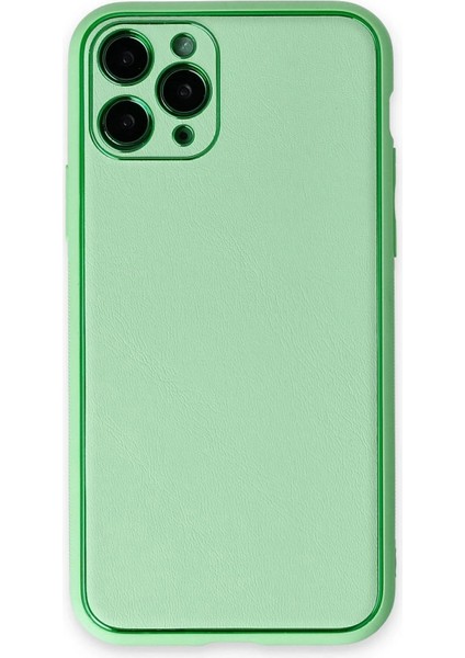 iPhone 11 Pro Kılıf Coco Deri Silikon Kapak - Açık Yeşil