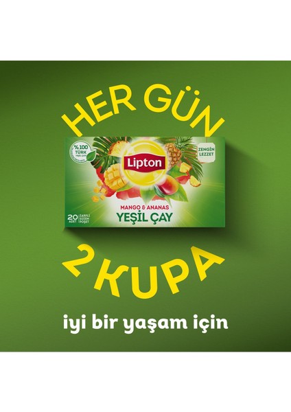Mango & Ananaslı Yeşil Çay 20 Süzen Poşet 3'lü
