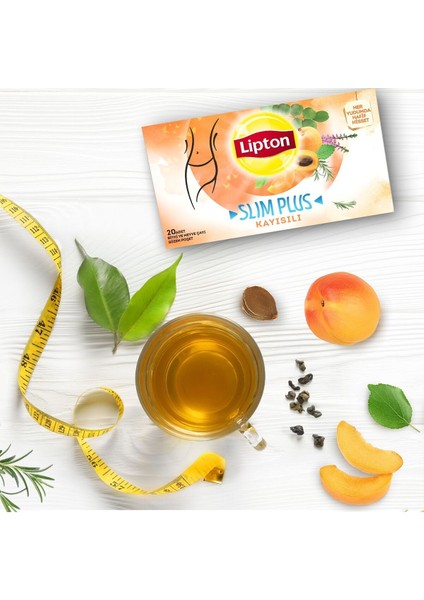 Slim Plus Kayısılı Bardak Poşet Çay 20 x 1.8g Üçlü Set