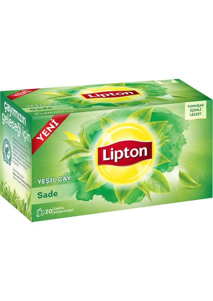 Sade Yeşil Bardak Poşet Çay 20 x 2 Gr. Onikili Set