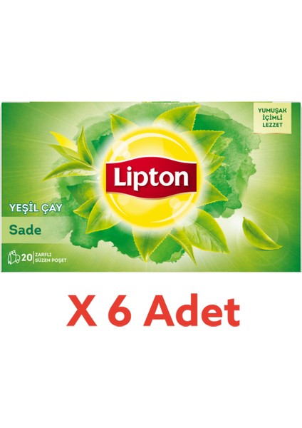 Yeşil Çay Sade Bardak Poşet Bitki Çayı 20LI x 6 Adet
