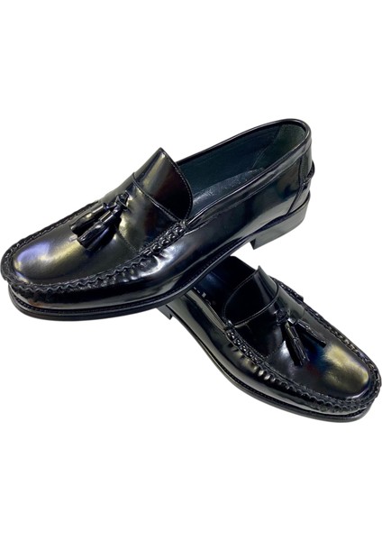Erkek Püsküllü Loafer Deri Siyah Açma Içi Deri Kösele TABAN-671-SİYAH fiyatları