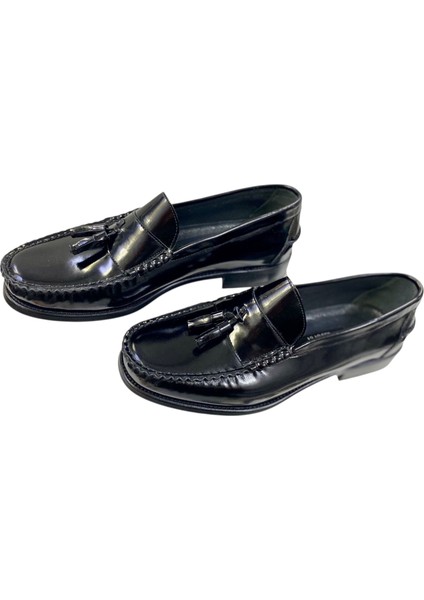 Erkek Püsküllü Loafer Deri Siyah Açma Içi Deri Kösele TABAN-671-SİYAH fırsatları
