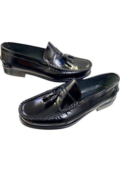 Erkek Püsküllü Loafer Deri Siyah Açma Içi Deri Kösele TABAN-671-SİYAH indirimleri
