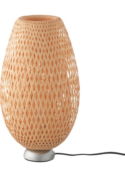 Böja Natürel Abajur 24 cm Bambu El Yapımı Lamba Hafif Çevre Dostu Işık Desenli Ev Aydınlatma Çözümü
