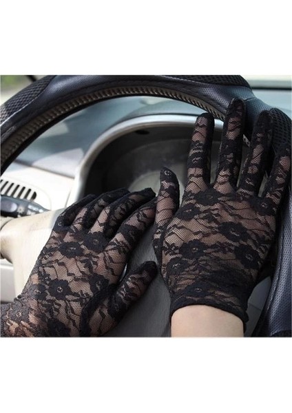 Bfs Siyah Renk Bilek Boyu Dantel Eldiven Yetişkin Boy