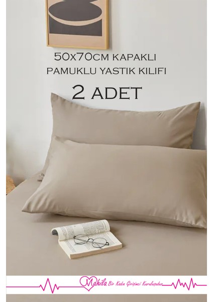 2 Adet | Lüks Pamuklu Yastık Kılıfı 50X70 Kapaklı Model, Pamuklu Yastık Kılıfı