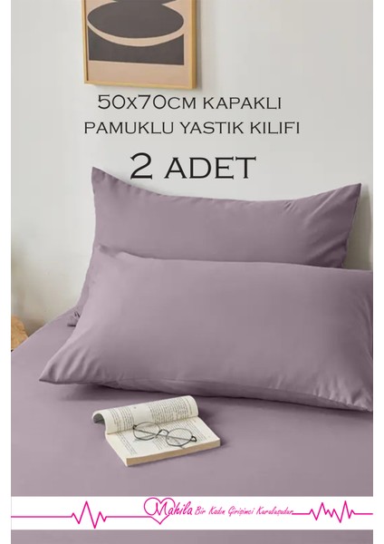 2 Adet | Lüks Pamuklu Yastık Kılıfı 50X70 Kapaklı Model, Pamuklu Yastık Kılıfı