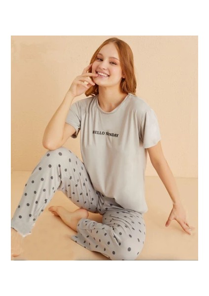 50107 Milan Kumaş Sıfır Yaka Pijama Takım