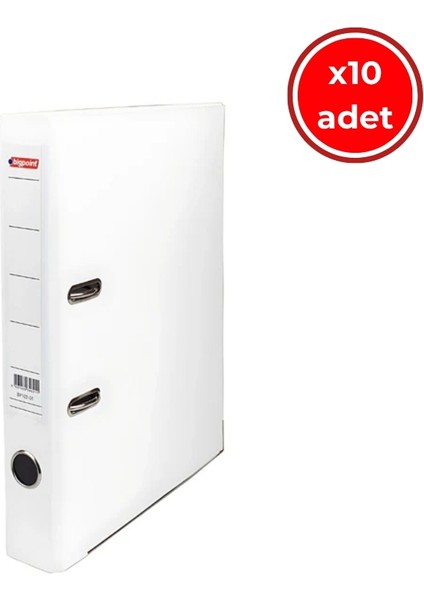 Klasör, 10 Adet, 2 Halkalı, 350 Sayfa Kapasiteli, Dar, Beyaz
