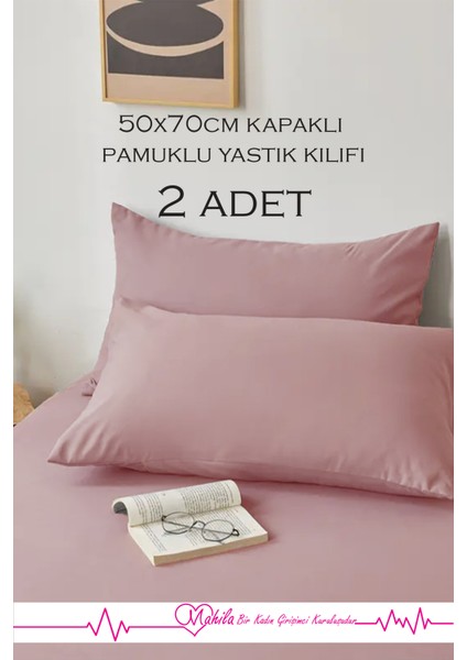 2 Adet | Lüks Pamuklu Yastık Kılıfı 50X70 Kapaklı Model, Pamuklu Yastık Kılıfı