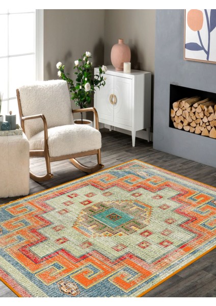 Vitage Harman Motif Etnik Desenli Eskitme Model Dokuma Taban Kilim fiyatları