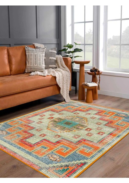 Vitage Harman Motif Etnik Desenli Eskitme Model Dokuma Taban Kilim modelleri