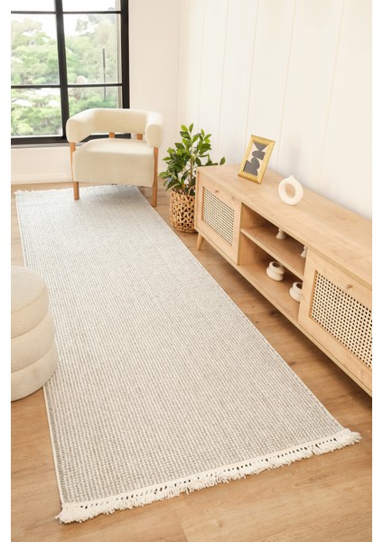 Stockholm %100 Polyester Yumuşak Dokulu Bukleli Dokuma Makina Halısı Oturma Odası Salon Mutfak Halısı Beyaz Yolluk