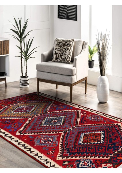 Vitage Kültürel Dama Desenli Eskitme Model Dokuma Taban Kilim modelleri