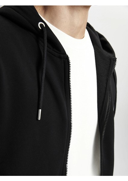 Erkek Kapüşonlu Sweatshirt Siyah Düz Desenli Orta Kalınlık Uzun Kollu indirimleri