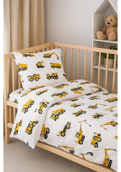Pamuk Bebek/çocuk Yastık Çarşaf Yorgan Seti Iş Makinalı