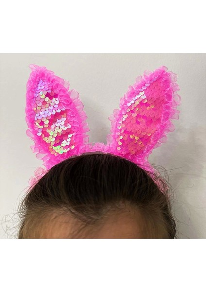 Bfs kenarları Dantelli Fuşya Pullu Payetli LED Işıklı Tavşan Kulak Taç 23X19 cm indirimleri