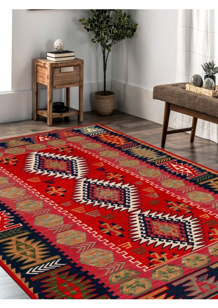 Vitage Hayat Ağacı Kırmızı Desen Etnik Model Dokuma Taban Kilim fiyatları
