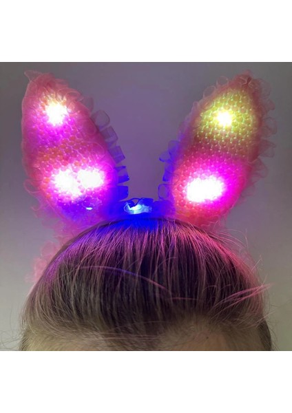 Bfs Kenarları Dantelli Pembe Pullu Payetli LED Işıklı Tavşan Kulak Taç 23X19 cm fırsatları