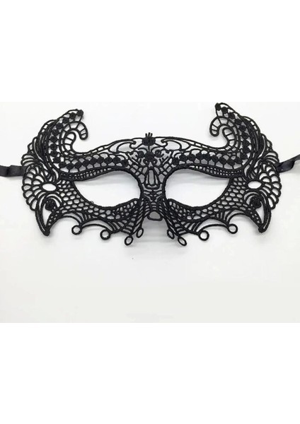 Bfs Siyah Renk Dantel Kesim Dantel Işlemeli Balo Parti Maskesi 4 No