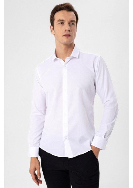 Slim Fit Mikro Desenli Kolay Ütü Teri Emen Nefes Alan Kravat Yaka Dört Mevsim Erkek Gömlek modelleri
