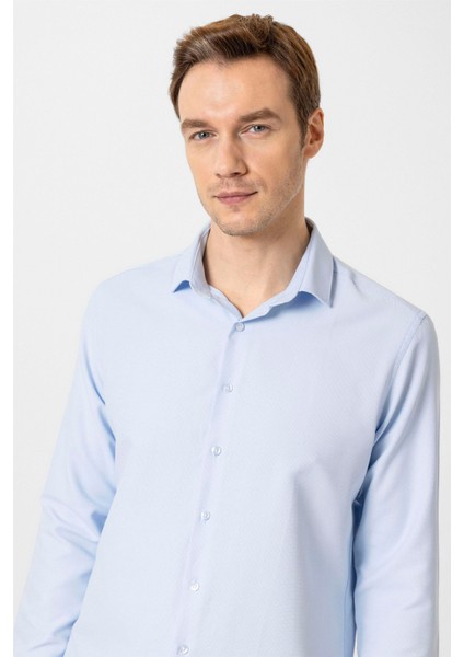 Slim Fit Mikro Desenli Kolay Ütü Teri Emen Nefes Alan Kravat Yaka Dört Mevsim Erkek Gömlek fırsatları