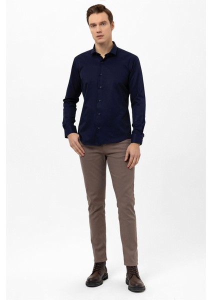 Slim Fit Mikro Desenli Kolay Ütü Teri Emen Nefes Alan Kravat Yaka Dört Mevsim Erkek Gömlek indirimleri