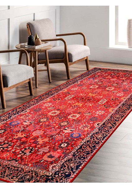 Kırmızı Desenli Etnik Eskitme Model Dokuma Taban Kilim fırsatları