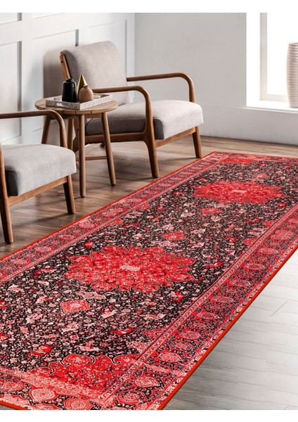 Vitage Kırmızı Göbeklı Etnik At Desenli Eskitme Model Dokuma Taban Kilim fırsatları