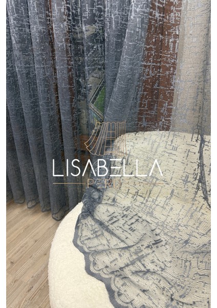 Antrasit Gri Muazzam Tül Perde – 1x2.5 Pileli Dikilmiş