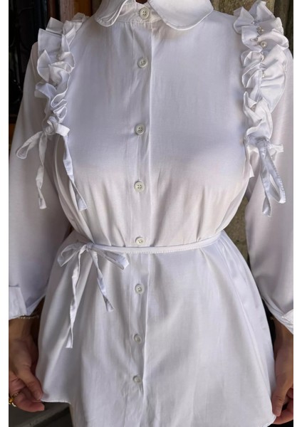 Omuz Büzgülü Incili Tesettür Gömlek Tunik P-00017854 modelleri