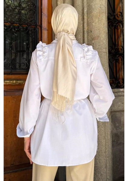 Omuz Büzgülü Incili Tesettür Gömlek Tunik P-00017854 fırsatları