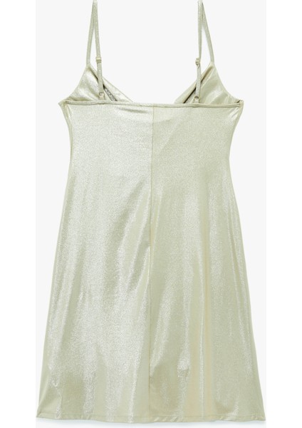 Ip Askılı Simli Kolsuz Degaje Yaka Mini Elbise fiyatları