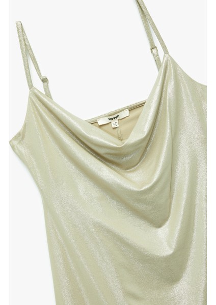 Ip Askılı Simli Kolsuz Degaje Yaka Mini Elbise modelleri