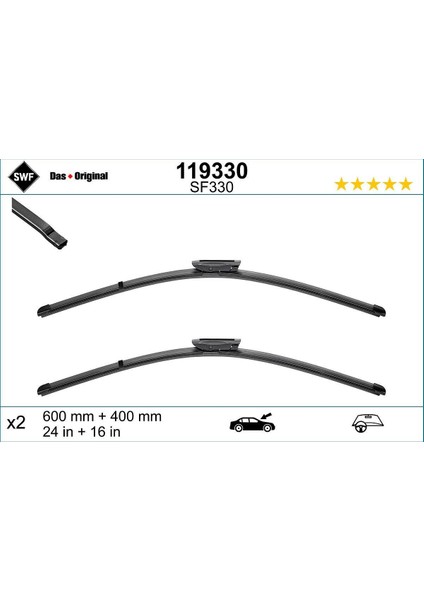 Swf Silecek Süpürgesi Tk. Clio 3 Fluence Megane 3 301 C-Elysee C3 Picasso Ds3 600/400 MM.190330 Valeo