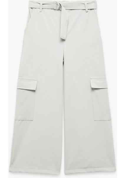 Kemer Detaylı Kapaklı Cepli Geniş Paça Kargo Pantolon