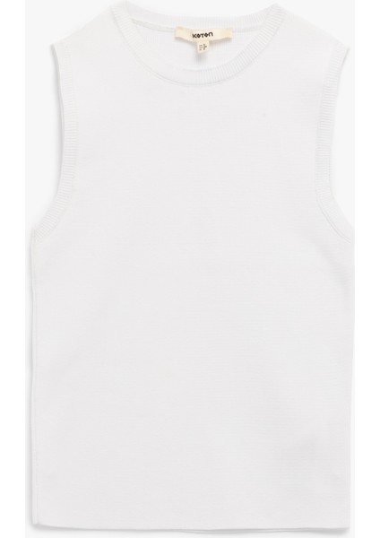 Regular Fit Bisiklet Yaka Kolsuz Triko Bluz