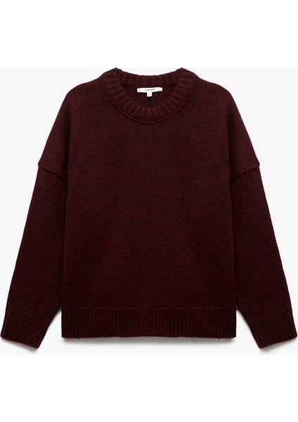 Uzun Kollu Bisiklet Yaka Triko Oversize Kazak