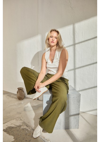 Candıde Geniş Paça Büyük Beden Pantolon Haki fiyatları