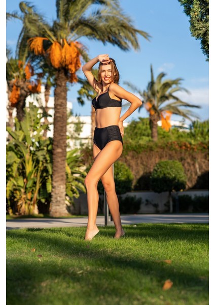 25117-3 Büzgülü Model Yüksek Bel Kaplı Dolgulu Lycra Kumaş Bikini fiyatları